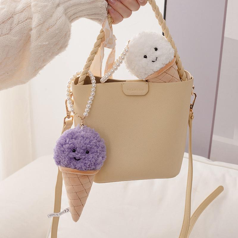 Candy-colored Ice Cream Cone Ice Cream Bag Key Pendant Super Soft Dolls Cartoon Plush Toys Comfortable Fabric Birthday Gifts