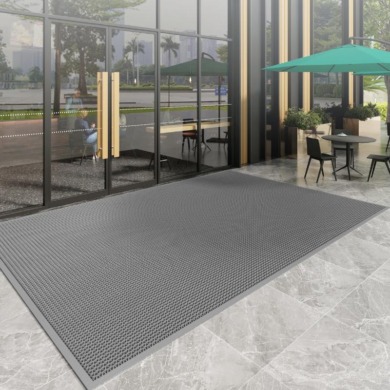 PVC Door Mat Heavy Duty Entrance Rug Non Slip Waterproof Indoor Outdoor Floor Mat Dirt Trapper Easy Clean Commercial Home Large