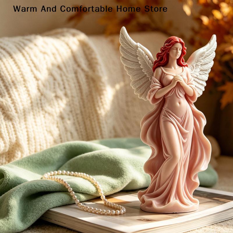 Wings Goddess Scented Silicone Candle Mould DIY Prayer Angel Sculpture Gypsum Resin Mold Women Candle Making Supplies Home Decor
