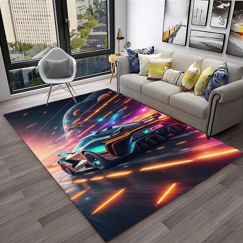 Racing Car Sports Car Carpet Rug for Home Living Room Bedroom Playroom Sofa Doormat Decor,Kids Game Area Rug Non Slip Floor Mat