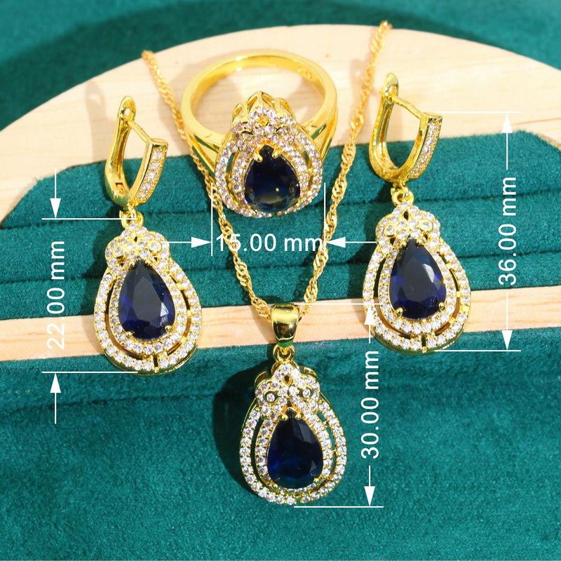 Korean Version of Ultra Shimmering Micro Inlay Jewelry Anti-allergic Zircon Bracelet Necklace Earrings Jewelry Set