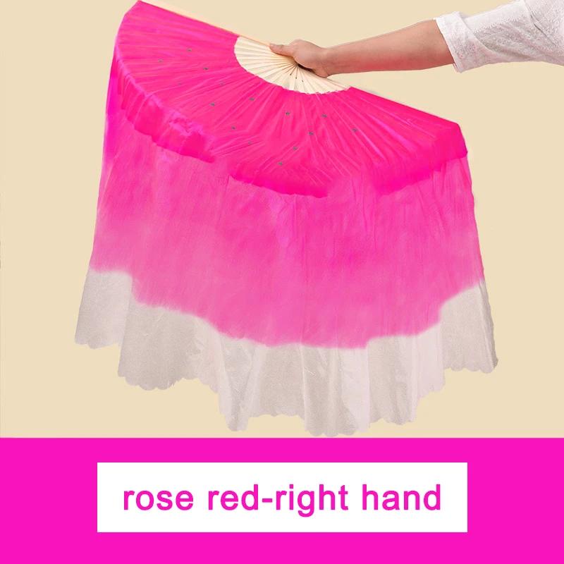 (L R) Hand Chinese Bamboo Imitation Silk Dancing Fan Veils Hand-Made Square Dance Prop Fans Performance Dance Fan
