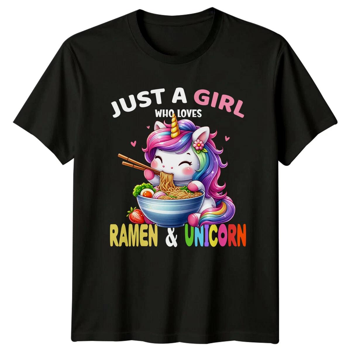 Just A Girl Who Loves Ramen & Unicorn Graphic T-Shirt XXXXL