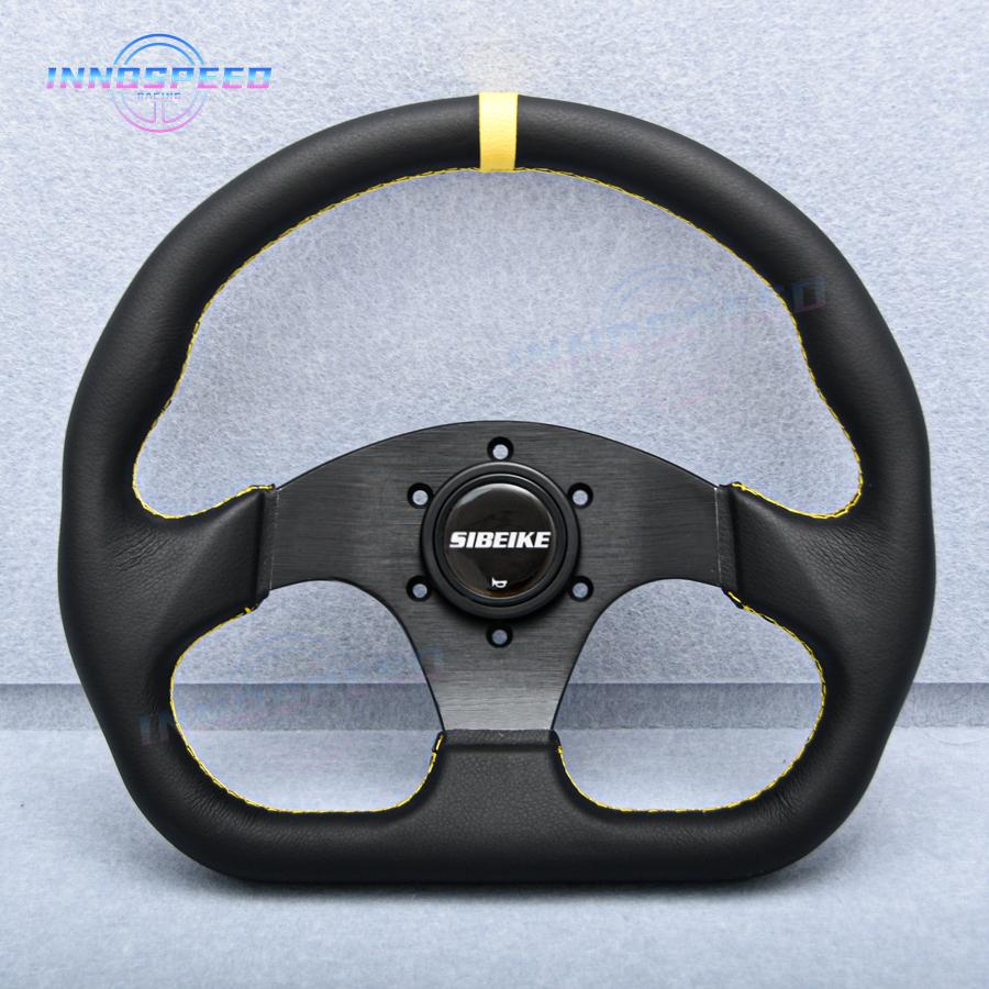 13inch Universal D Shape Racing Leather Flat Sim Sport Steering Wheel for Game Car Accessories