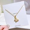 2026 Korean Minimalist White Butterfly Necklace - 18K Gold Plated Zircon Edged Pendant Collarbone Chain for Women Trendy Jewelry