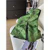 Gilet Jacquard Verde Letteratura Cinese Retrò Gilet Versatile Chic Classico Canottiera Senza Maniche Femminile Top