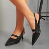 Fashion Ladies Shoes 2025 Plus Size Slingbacks Women's High Heels Fashion Dress Pumps Women Pointed Toe Slip on Thin Heel Women's Sandal