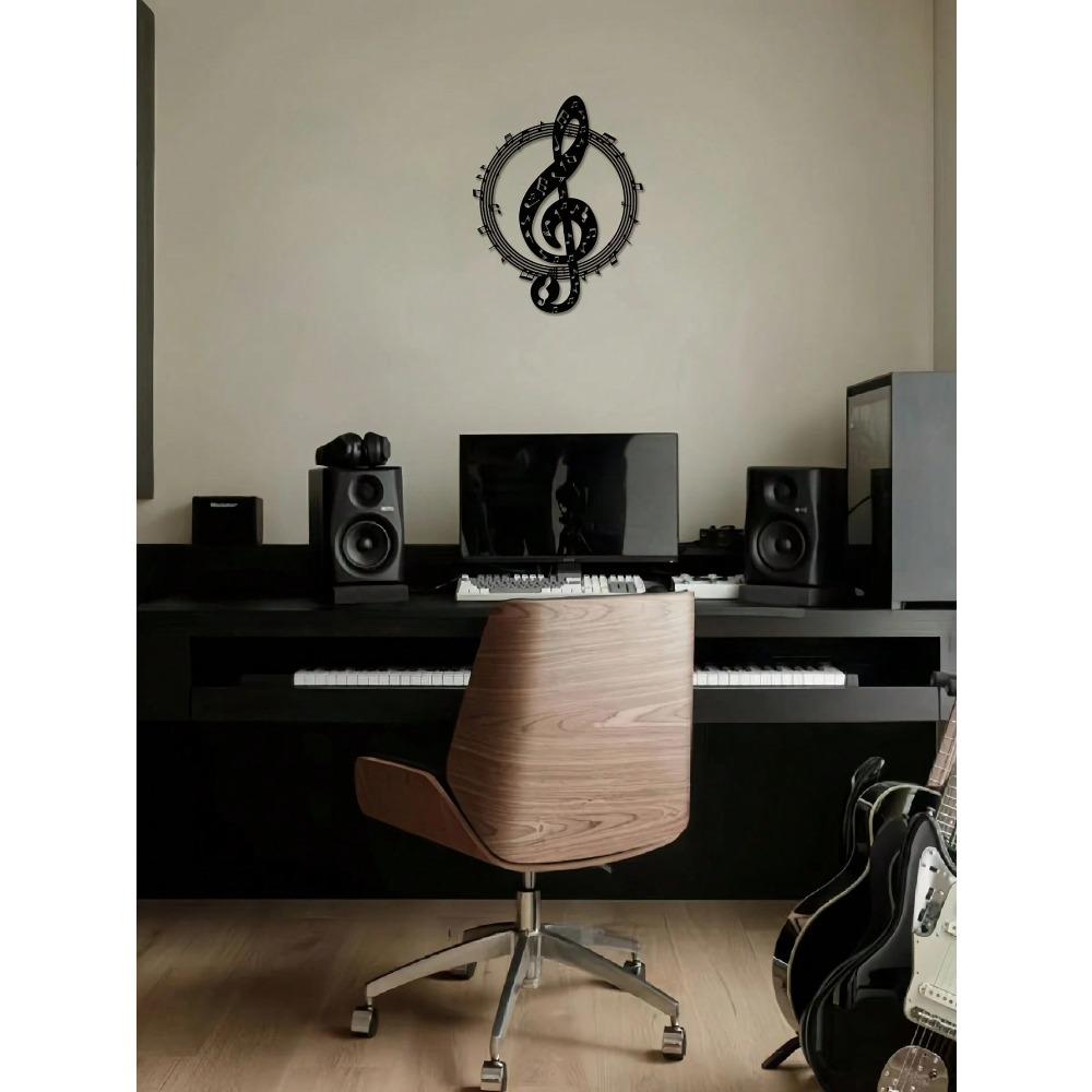 Metall Wandkunst Noten Dekor, Schwarze Skulptur für Schlafzimmer, Büro, Musikstudio Wandbehang, 1 Stück, Geburtstagsgeschenk, Abschlussgeschenk