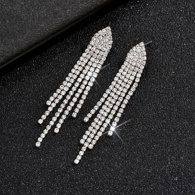 Nuovi orecchini lunghi con frange incastonati di diamanti borchie a forma di cuore con diamanti esagerati orecchini super scintillanti europei e americani