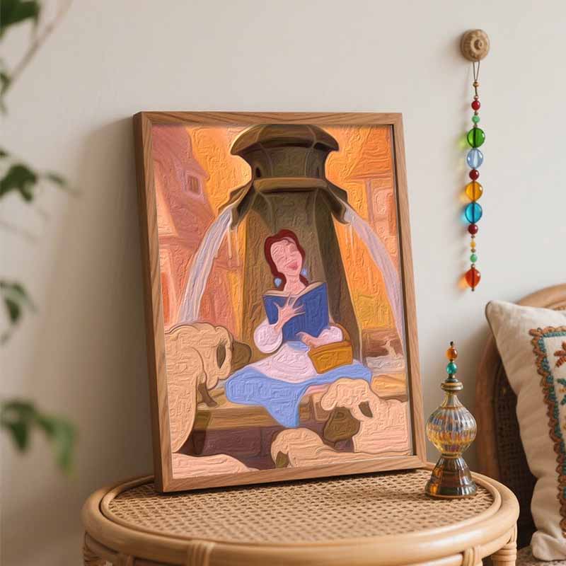 Disney Digital Oil Painting Belle Reading Book Painting Art Handmade Diy Gift Home Decoration