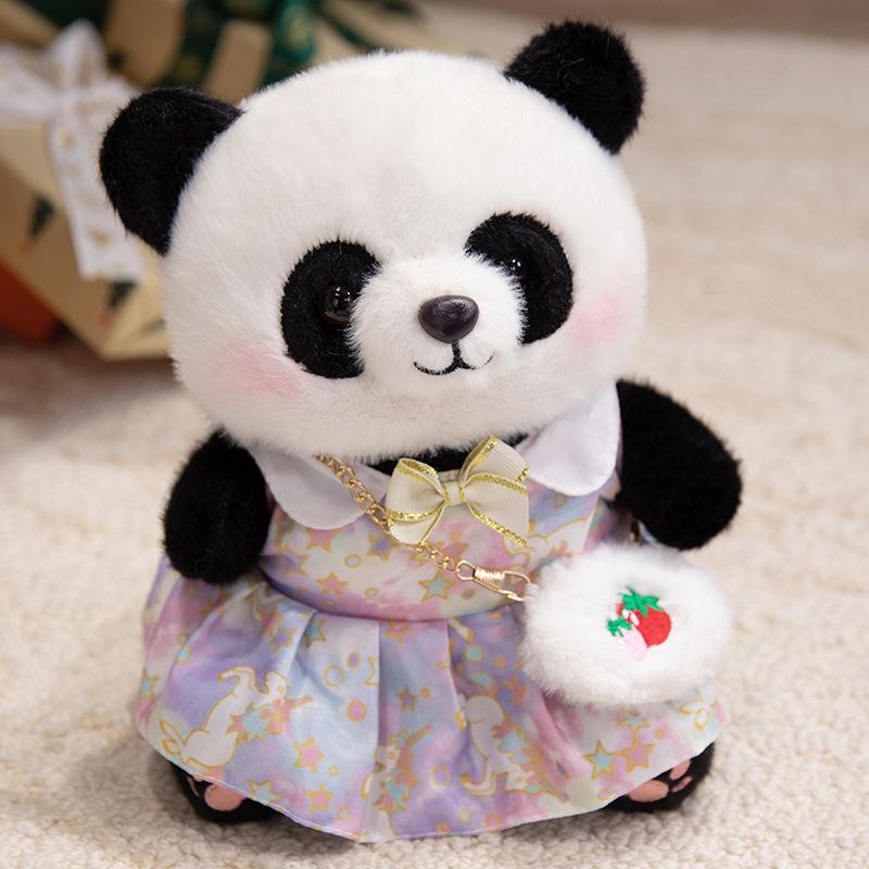 Cute Cute Dressed Panda Doll Plush Toy Black And White Panda Doll Children Accompany Soothing Doll