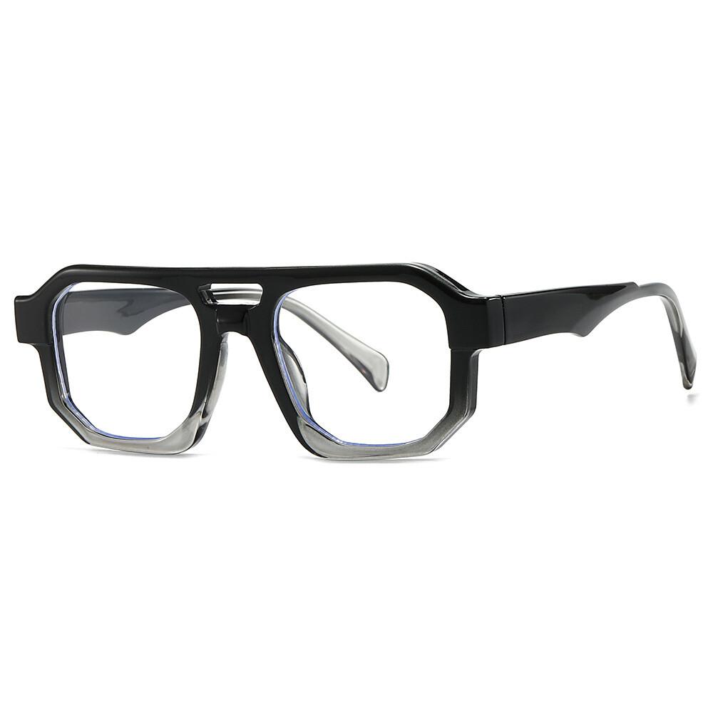 Dark Green Oversized Square Reading Glasses for Men Women Retro Double Bridges Fashionable Presbyopia Eyewear Blue Light Filter
