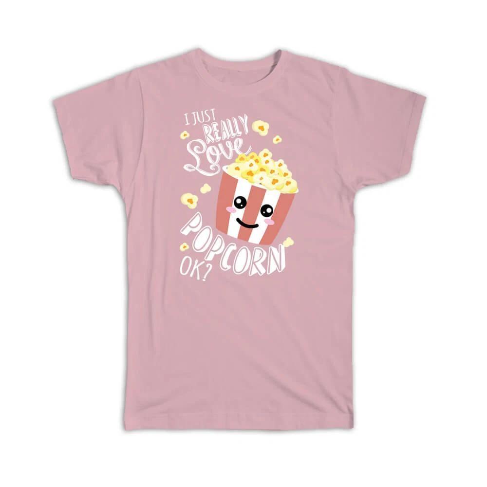 Gift T-Shirt : I Love Popcorn Sign Food Lover Eater Cute Funny Art Print 4XL