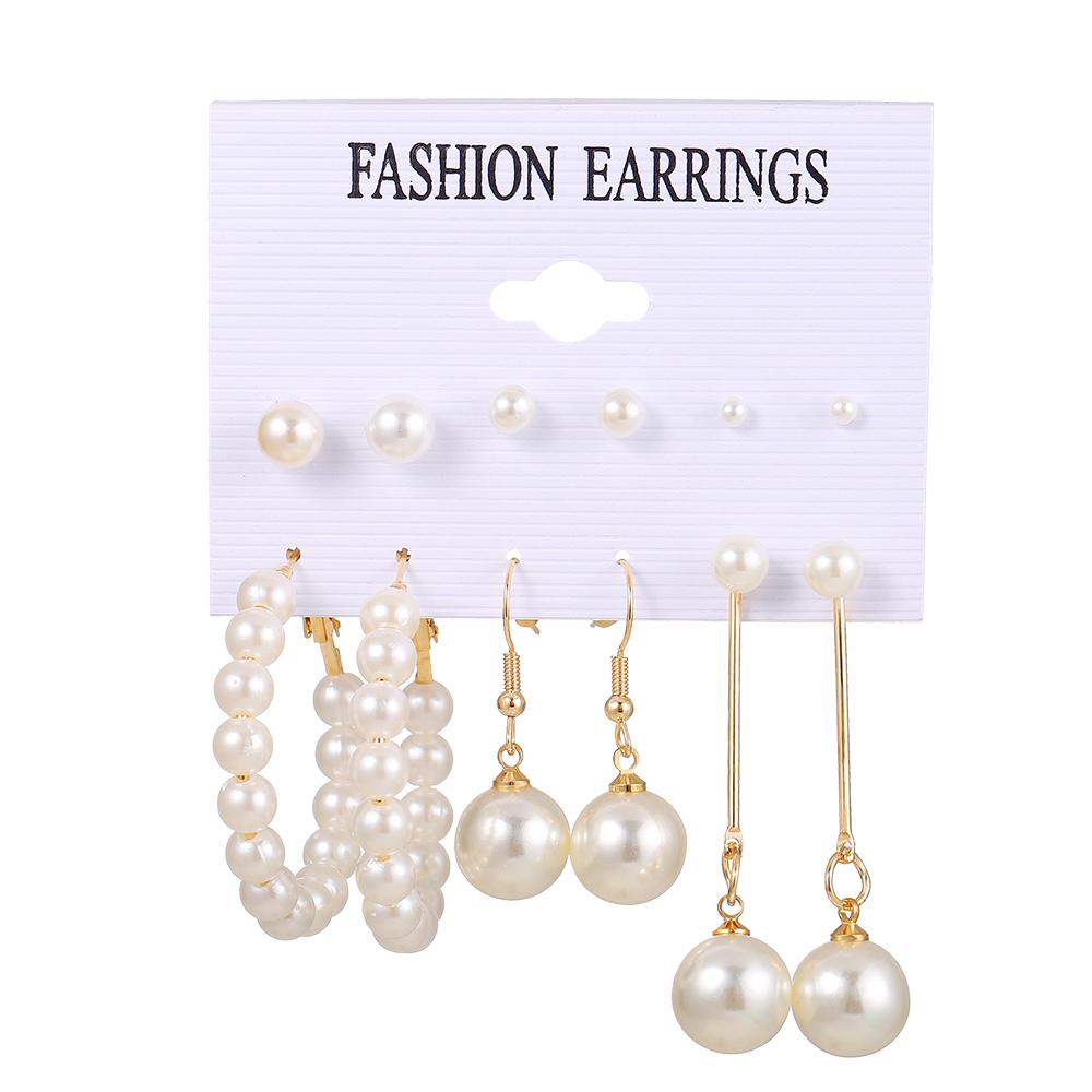 IF ME Retro Butterfly Tassel Pearl Earrings Set Elegant Gold Earring Women Fashion Jewelry Accessories