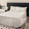 1pc Quilted Bed Skirt Solid Color Bed Cover Lace Style Bedspread Thickened Mattress Protector Roupa De Cama (No Pillowcase)