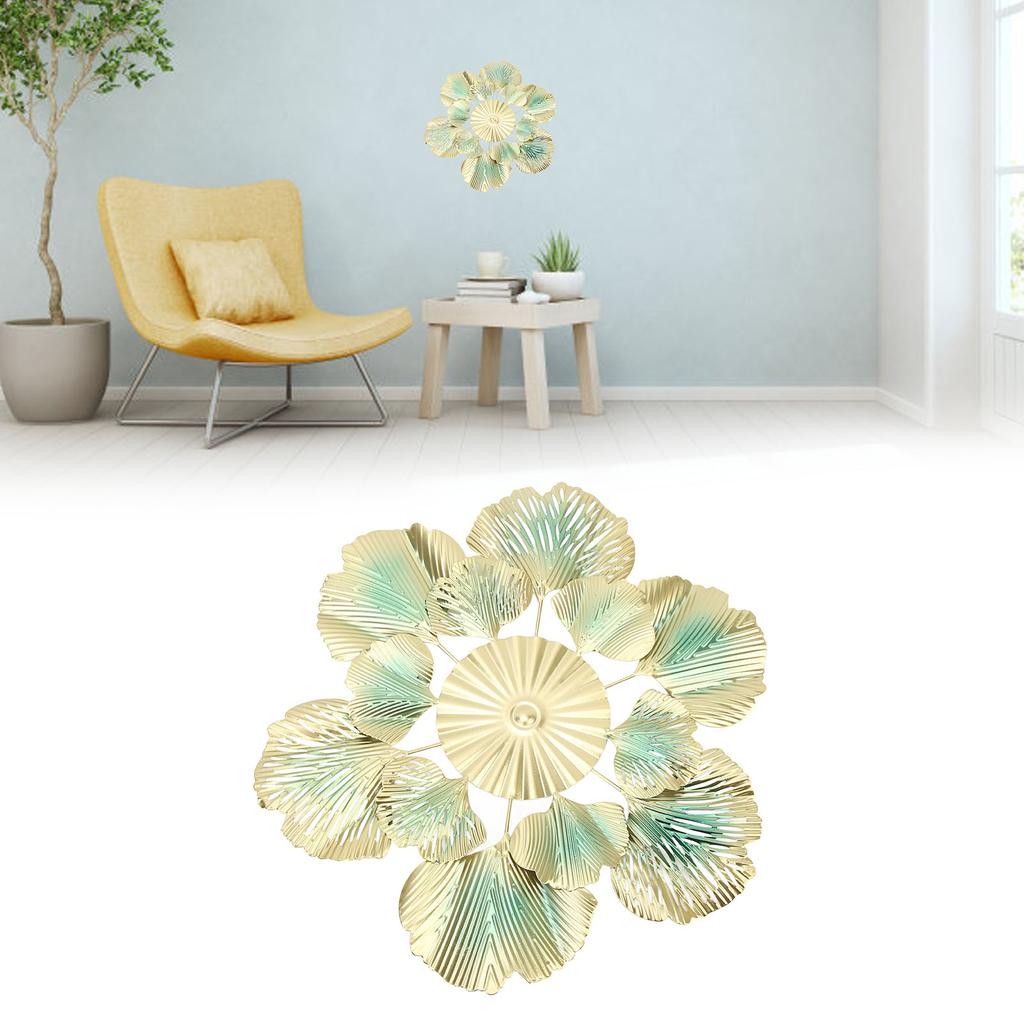 Nordic Luxury Wall Decoration Apricot Leaf Flower Mirror Wall Pendant Iron Art Porch Decoration