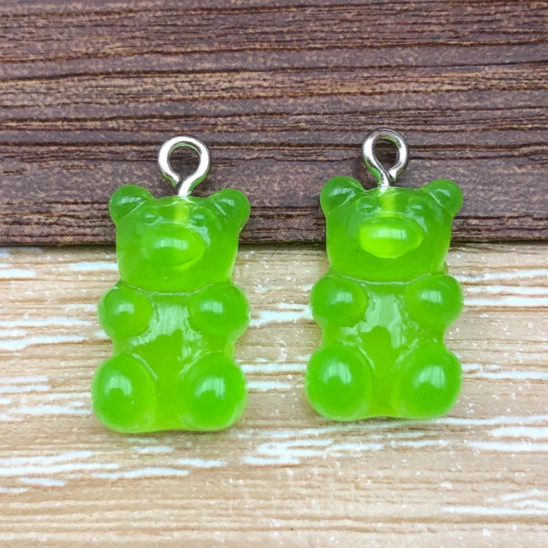 Cute Colorful Cartoon Bear Pendant Charm - Resin DIY Jewelry Accessory