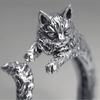 Vintage Thai Cat Ring Pet Live Mouth Ring Adjustable Ring Female