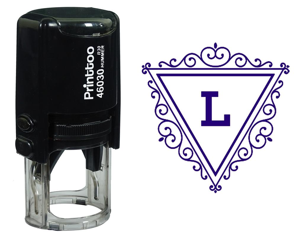 Printtoo L Alphabet Swirl Border Triangle Monogram Initial Self Inking Rubber Stamp Office