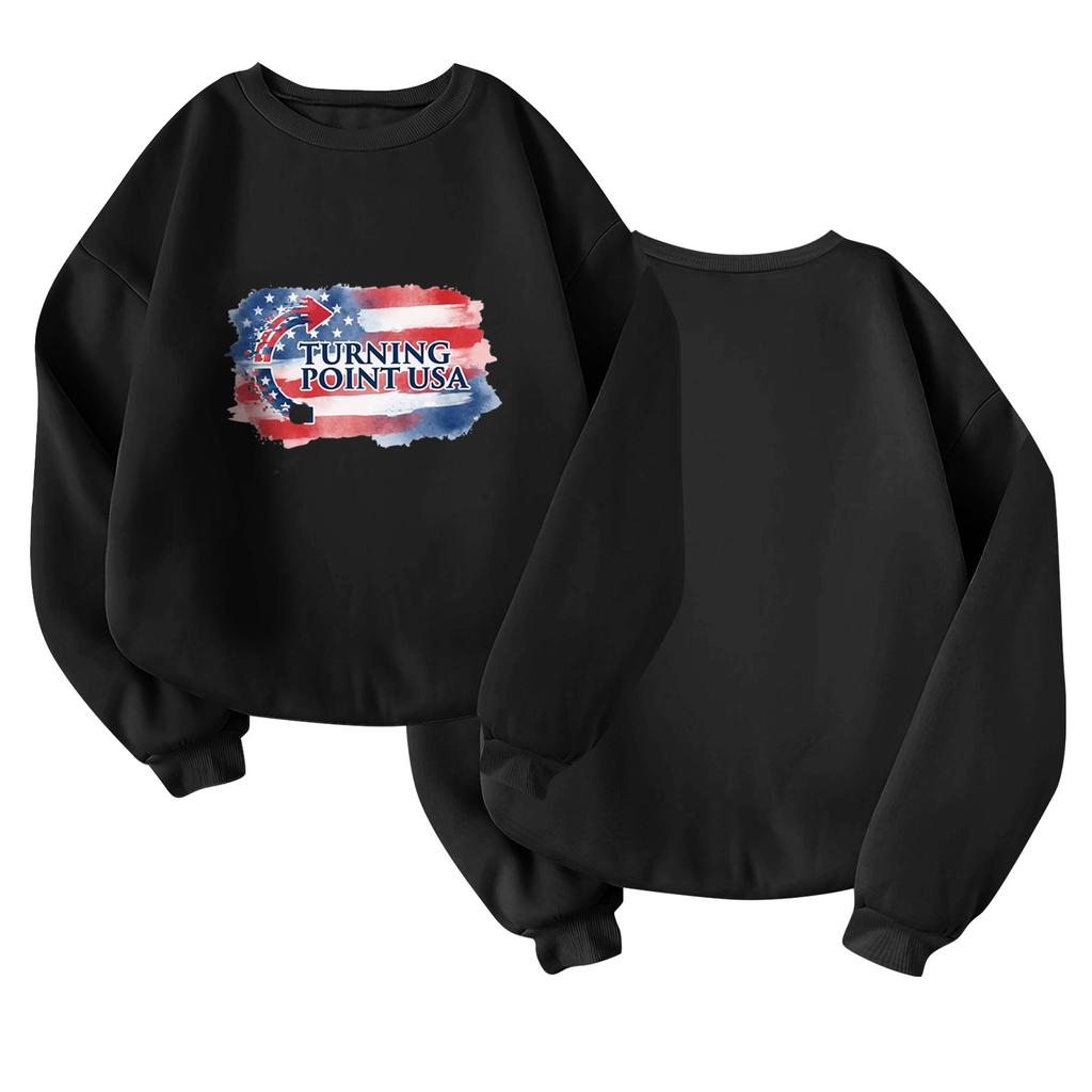 Unisex Fashion Casual Long Sleeve  Print Round Neck Top