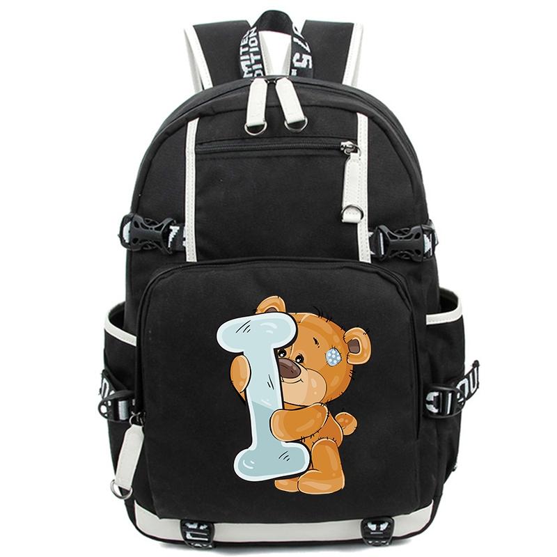 Little Bear 26 Englische Buchstaben Student Junge Mädchen Schulranzen Rucksack Kinder Teenager Cartoon Bagpack Wasserdichte Schultasche