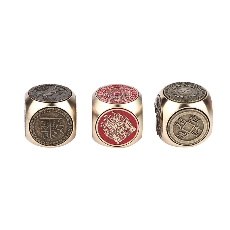Rotating Six-Faced Chinese Lucky Coin Spinner Toys Crafts Stress Anxiety Relief Sensory Focus Tool For Birthday Christmas Gift