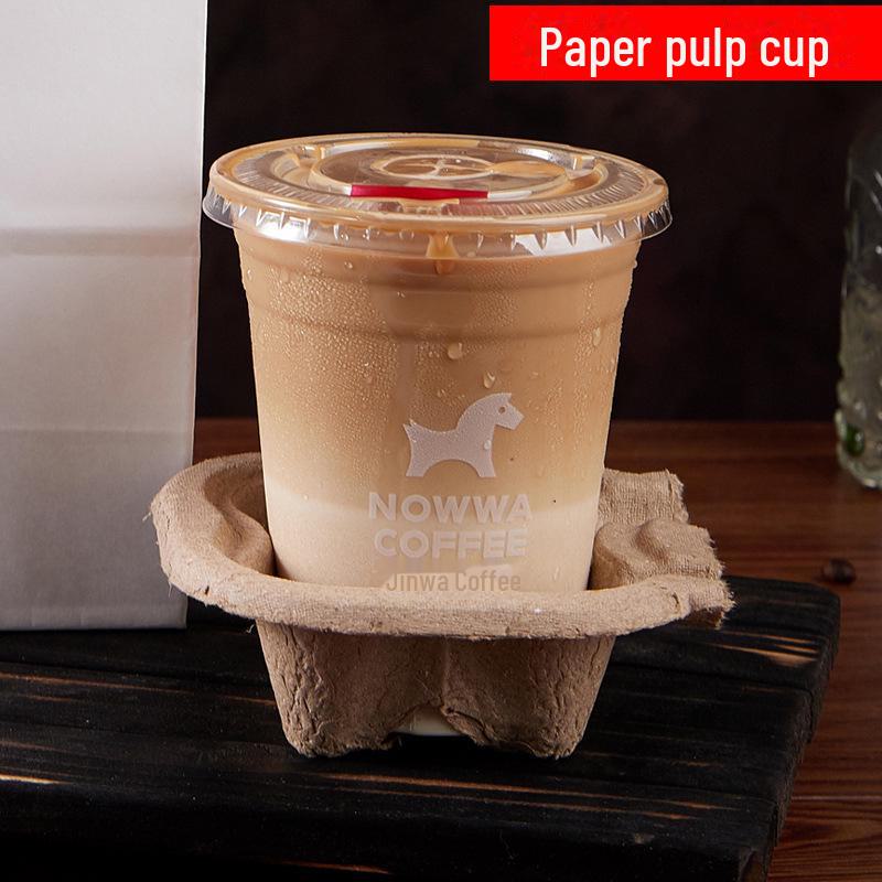Enhanced Milk Tea Cup Holder: Tearable Into 2 or 4 Sections, Perfect for Beverages and Pulp.