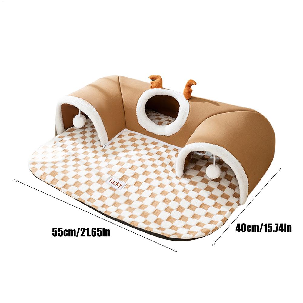 

Autumn Winter Cat Nest Thickened Warm Hide and Seek Cats Tunnel Interesting Design Pet Beds Moisture-proof Cat Supplies жовтий