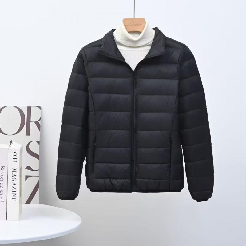 Womens Short Down Jacket Slim Fit Stand Collar Lightweight White Duck Coat Plus Size Fall Winter