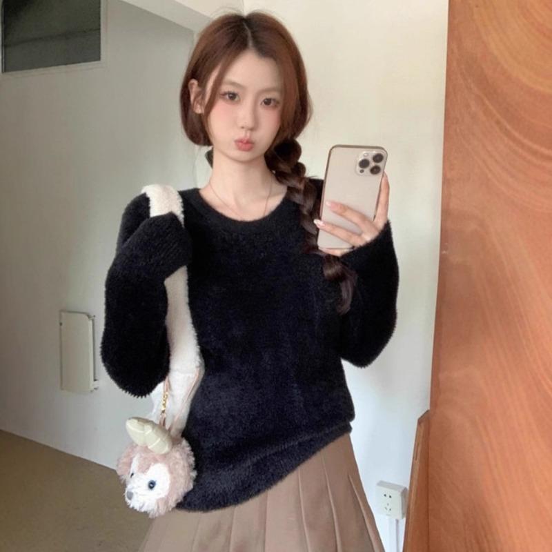 Slim-fitting and thin turtleneck fleece thickened sweater women's integrated fleece semi-inner and outer wear knitted sweater top