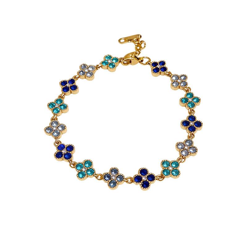 Floral Pendant Wristband With Stainless Steel And Diamond Accents For Women
