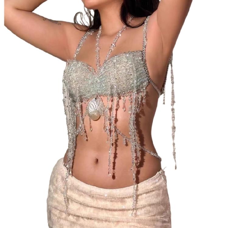 

Layered Fringe Body Chain Lightweight Acrylic Beach Parties Essential Stylish Women s Jewelry Festival Accessories Universal code светло-зеленый