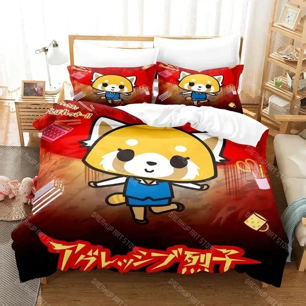 Anime Aggretsukos Bedding Set Boys Girls Twin Queen Size Duvet Cover Pillowcase Bed Kids Adult Fashion Home Textile Customizable