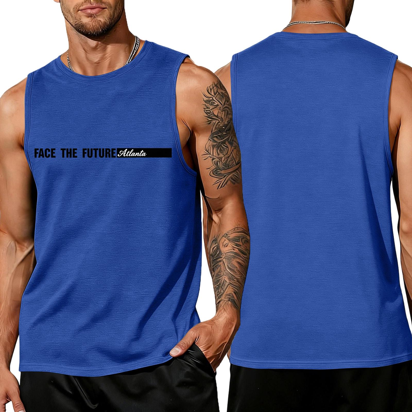 

Men s Loose Fit Casual Sleeveless Tank Top Athletic Breathable Sportswear Letter Print Muscle Shirt for Workout Training Gym XXXXXL синий
