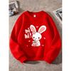 European sizes White Rabbit Fresh Print Theme, Perfect Gift for Kids, Kids' Round Neck Long Sleeve Sweatshirt, Daily Sports Fashion Comfortable Style