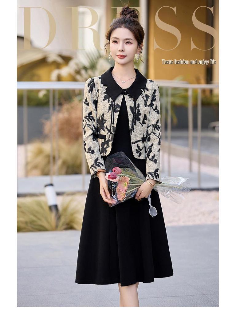 2024 Spring Women's Two-Piece Chinese Style Coat Dress - Small Size Fashion Suit Skirt