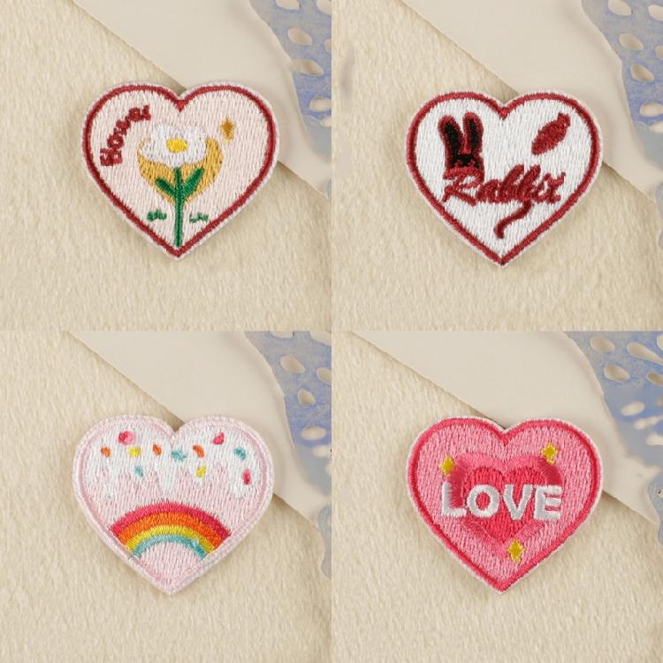 16pack Unique Heart Patches Luxurious Embroidery Patches Personality Appliques for Creative Projects