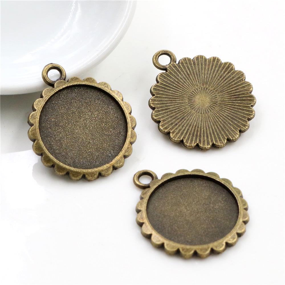 20 Stück 16mm Innenmaß Einfache Anhänger Cabochon Leere Basis Fassung Lünette Tablett DIY Schmuckherstellung Zubehör Komponenten