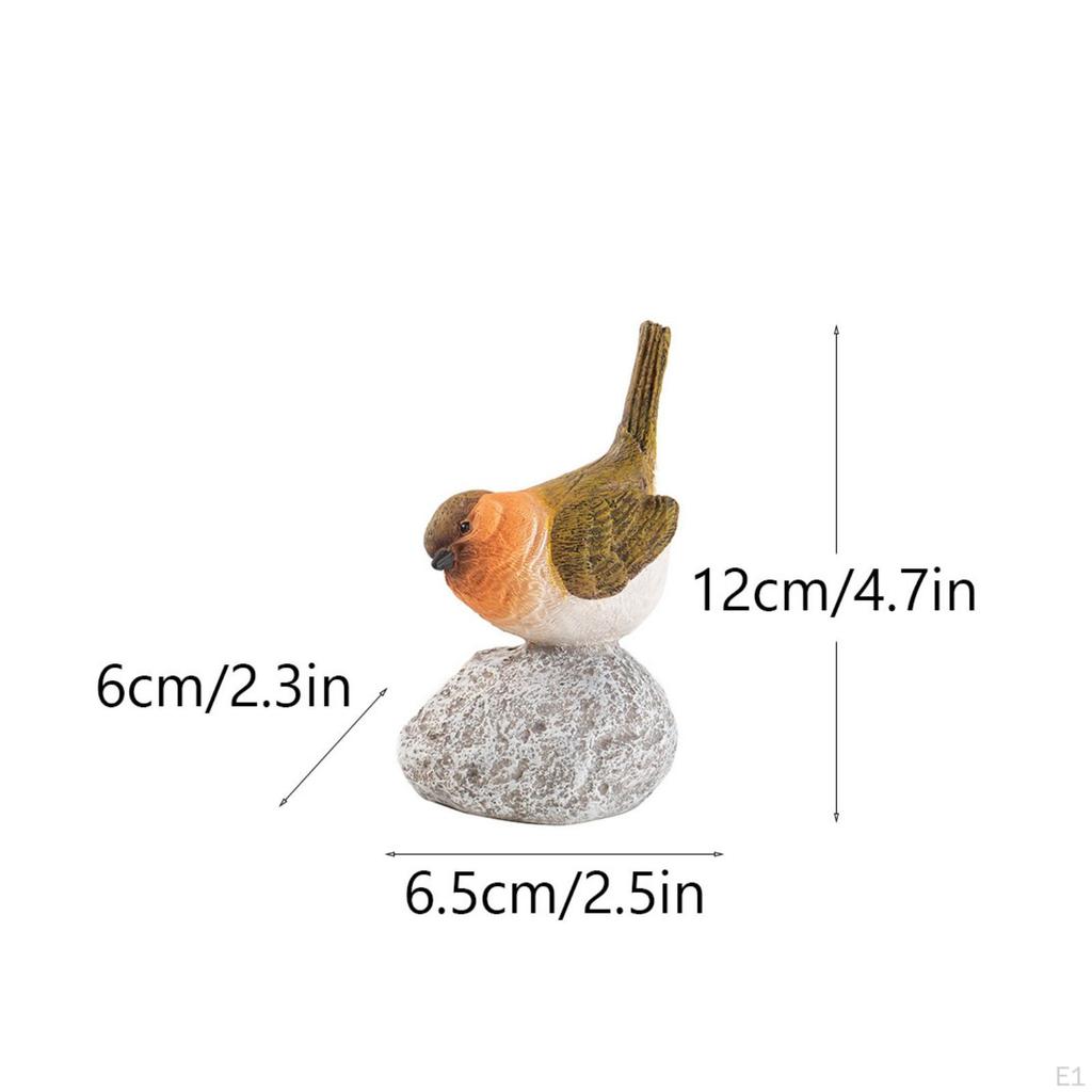 Bird Figurine with Stone Base Tabletop Sculpture Compact Decor