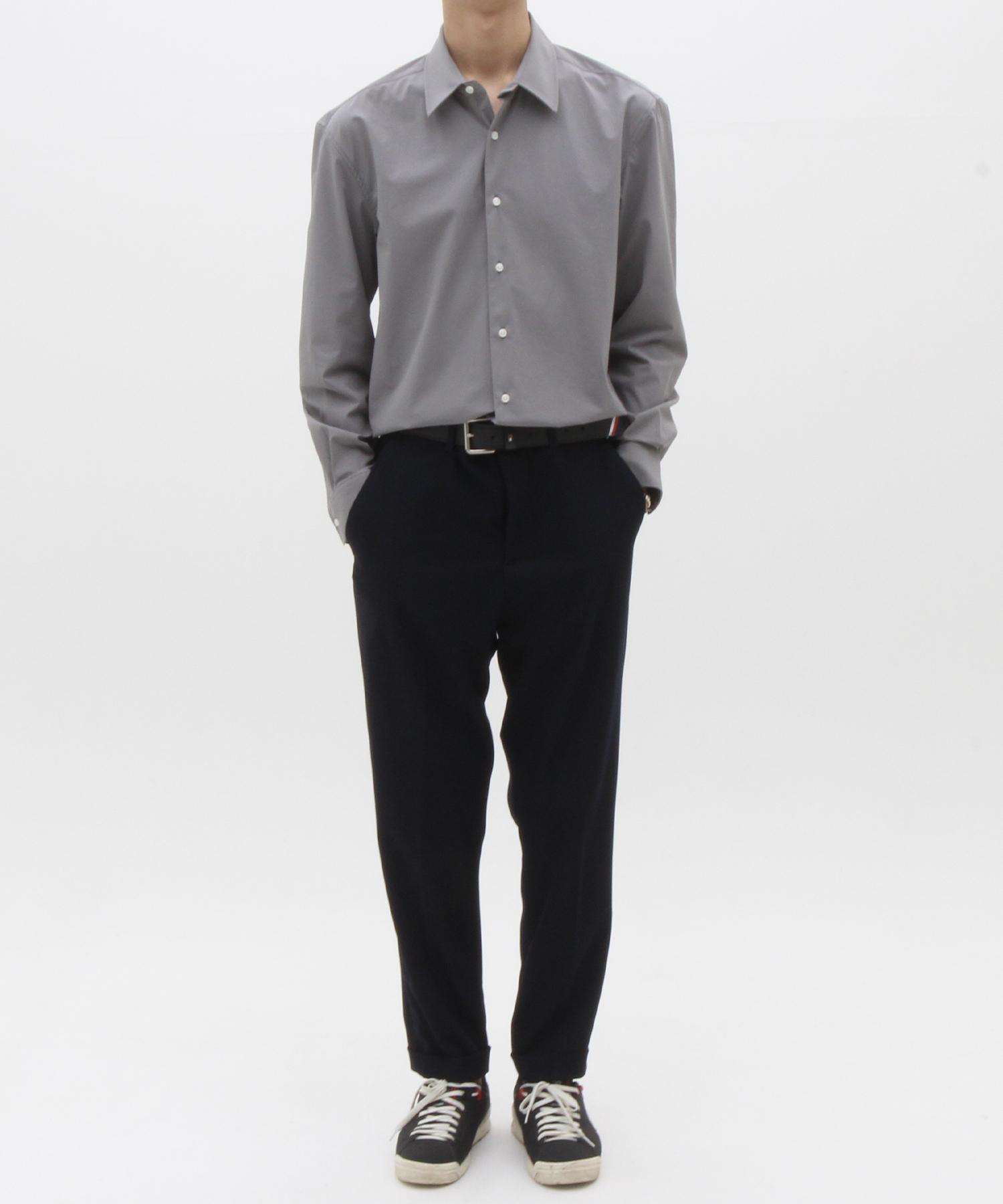 The Shirt Studio Gray Loose Fit Nylon Spandex Solid Shirt 100