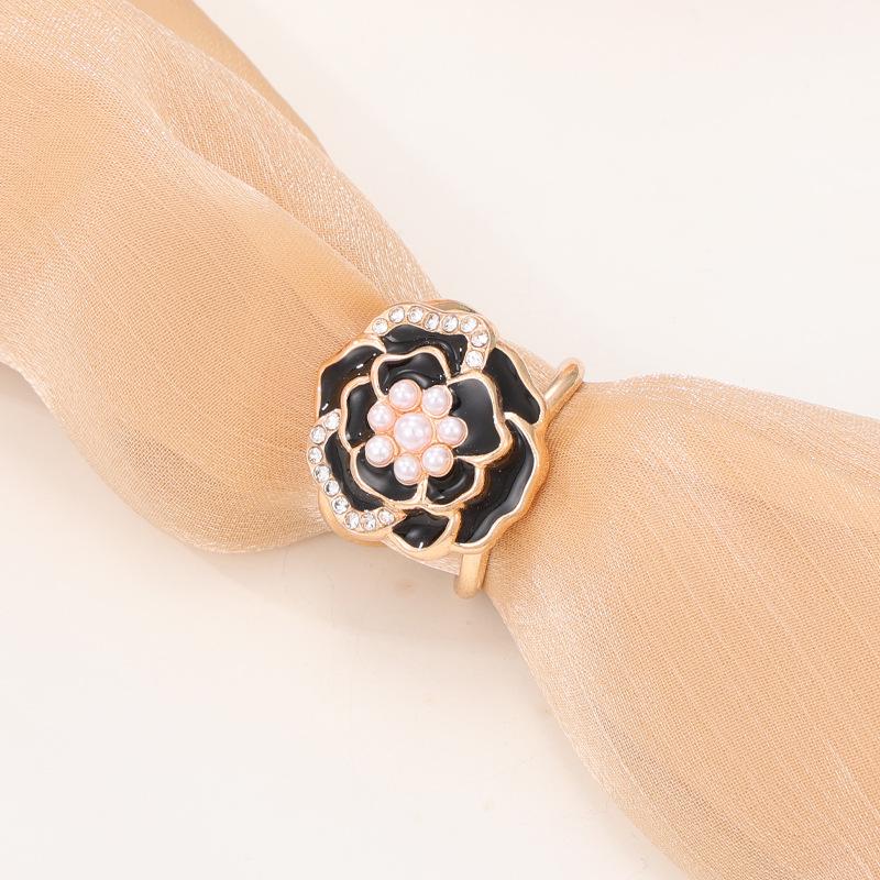 Camellia Flower Versatile Scarf Buckle for Small Square Scarves and Clothing Straps