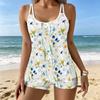 Women's Swimwear Tankini 2 Piece Swimsuit  Colorful Flowers Pattern Vacation Bathing Suits