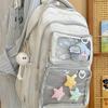 Schoolbag New Large Capacity Transparent Lightweight School Bag Women's Japanese Simple Backpack Cute Elementary School Student Versatile Solid Color