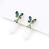 Gericht retro stil tropfendes Öl blaue Schmetterling Ohrringe Magnolienblüten Ohrringe Gold und Silber zweifarbig ohrlose Ohrringe Clips Ohrringe Damen