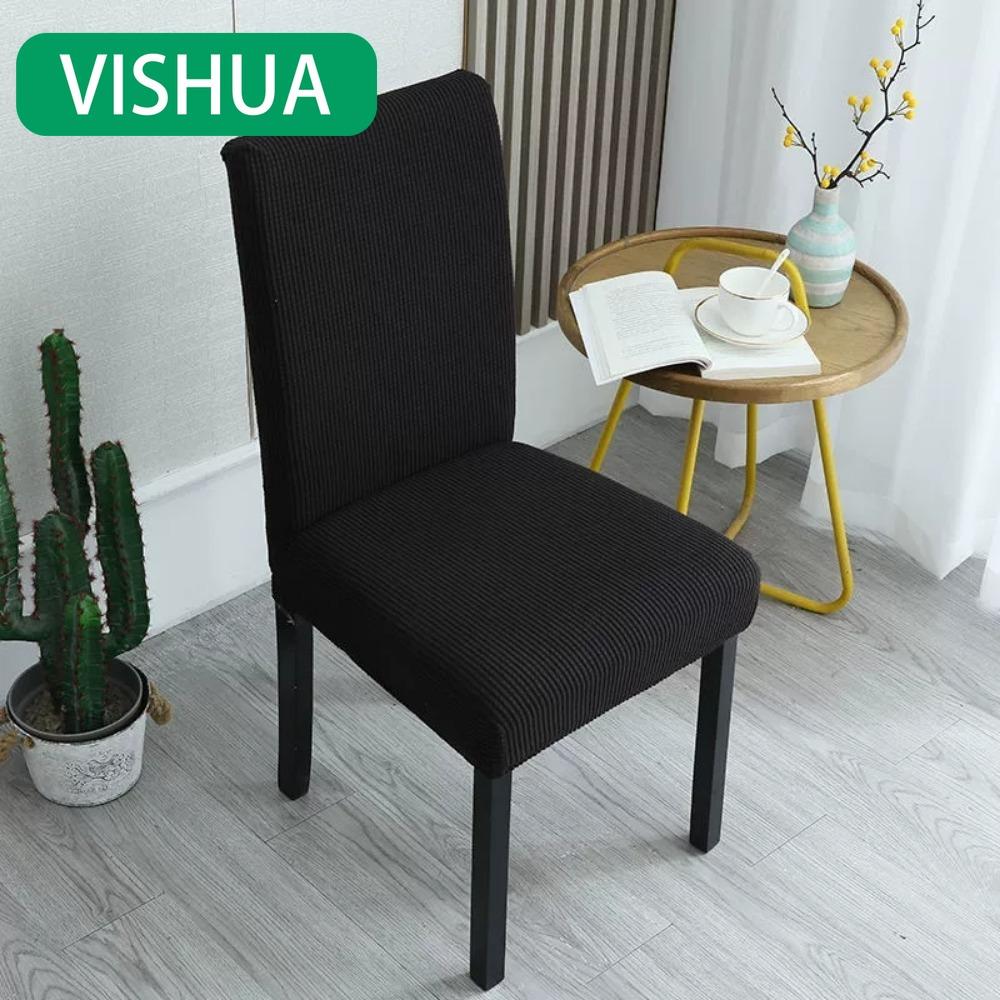 Universal-Passform Stretchstoff Stuhlbezug mit verdicktem Kissen für Esszimmerstühle und Hocker