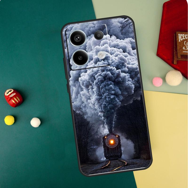Train Steam Engine Case For Xiaomi Redmi Note 13 Pro 14 12 11 10 15 Pro Plus Redmi 15 14C 13C 10C 12C 15C Funda