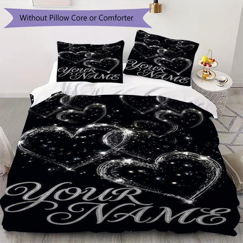 Custom Name Elegant Butterfly Lace Bedding,Quilt Set Quilt Cover Pillowcase Home Birthday Gift(1 * Duvet Cover + 2 * Pillowcase, Without Core)_lx