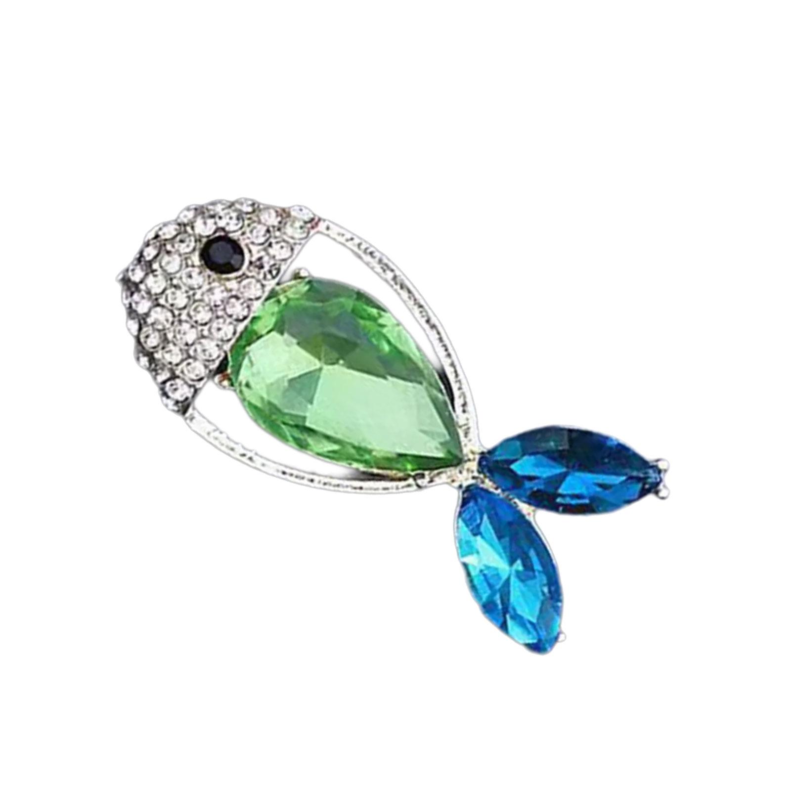 

Artistic Fish Shape Brooch Feature Sparkling Gemstones Versatile Wearable Chest Pin For Outfit Decoration 1
