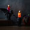 Halloween LED Bat Candle Lamp Flameless Flickering Tabletop Candle Lamp Horror Black Bat Statue Candlestick for Indoor Home Decor