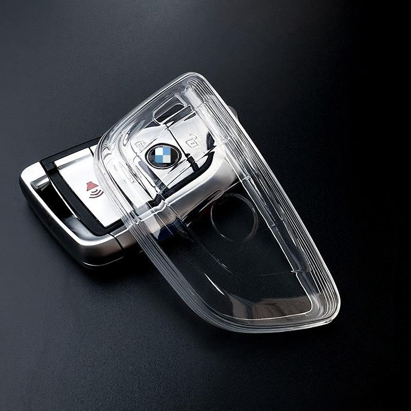 TPU Transparent Car Key Cover for BMW - Compatible with 1/3/5/X Series, I Models | Black & White Color | Protective Key Fob Case